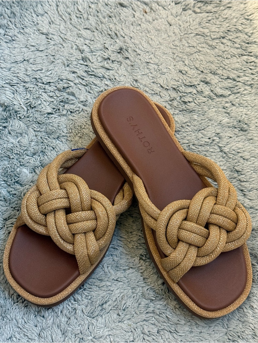 Rothy's The Summer Sandal - Tan Braided Knot Slide Sandals
